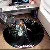 1pc Famous rock singer Johnny Hallyday Round carpet Painted Printed circular carpet, home door mat, outdoor travel protection carpet