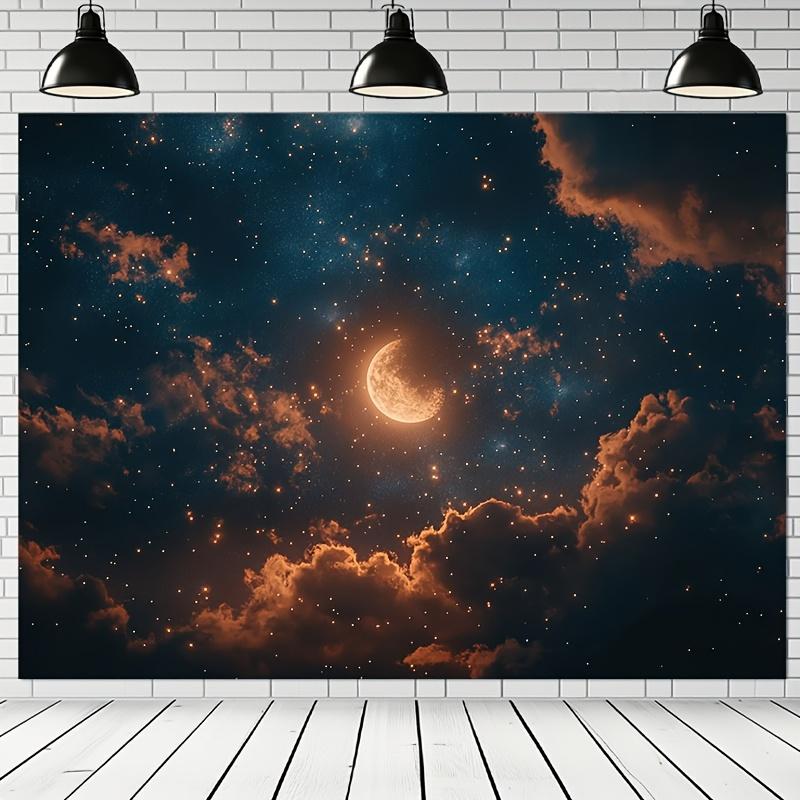 

1pc Vintage Dreamy Starry Sky Moon Tapestry Wall Art Elegant Polyester Design for Living Room Bedroom Office Party Decor 74x94cm(29x37in)