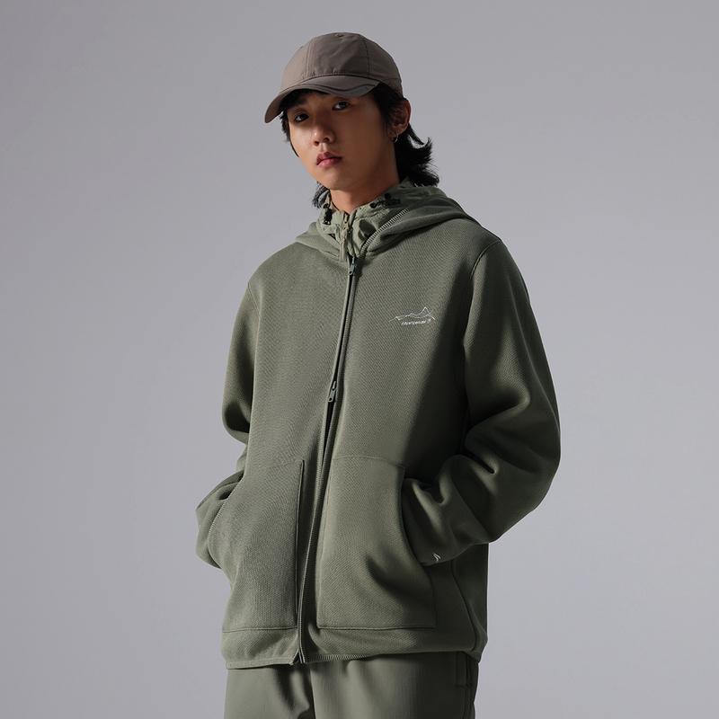 Li Ning CF Suo Zipper Hoodie Long Sleeve Fleece Far Infrared Warm Sweatshirt Unisex Hoodies Luo-Yan-Green AWDU967-4