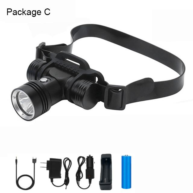 D2 Diving Headlamp 200M Underwater Headlight Led Scuba Head Flashlight Fishing Torch Waterproof IPX8 18650 Dive Suits Lamp Light