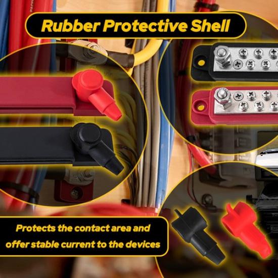 Black & 12 Red Terminal Busbar Bus Bar Power Distribution Block 180A 12V DC Pair