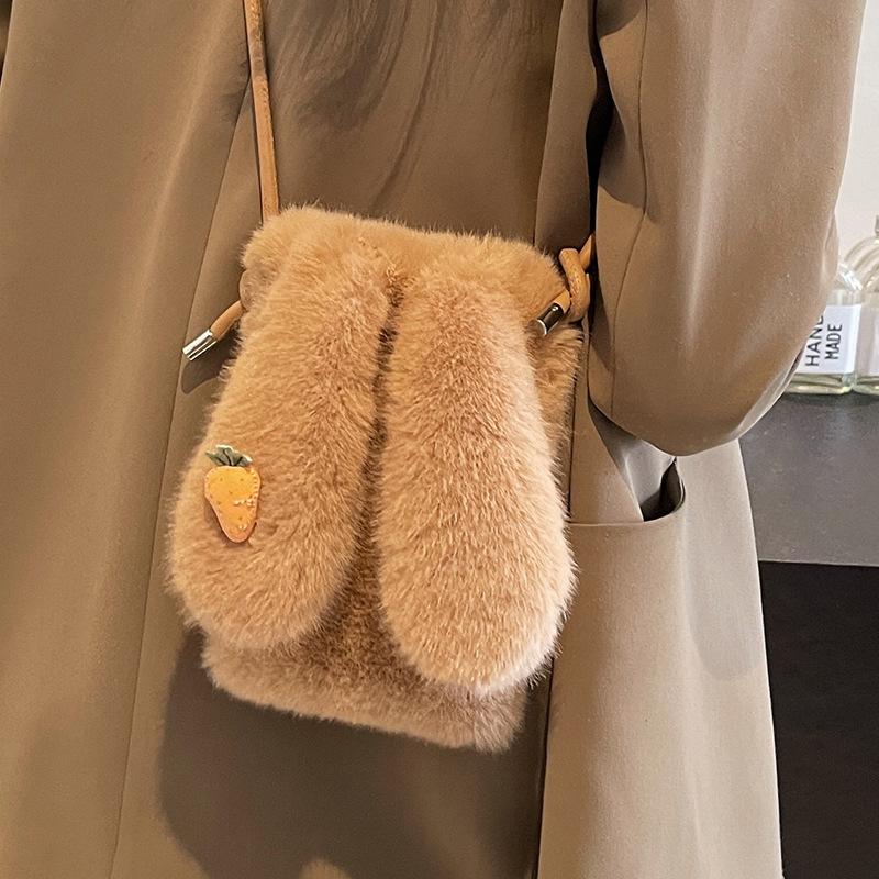 Cute Plush Bag Women'S Trendy Fashion Versatile Shoulder Messenger Bag Women'S Mobile Phone Bag Women