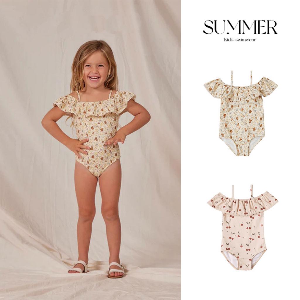 

Girls Ruffled Floral Quick-Dry Summer Swimsuit Toddler Swimwear 120