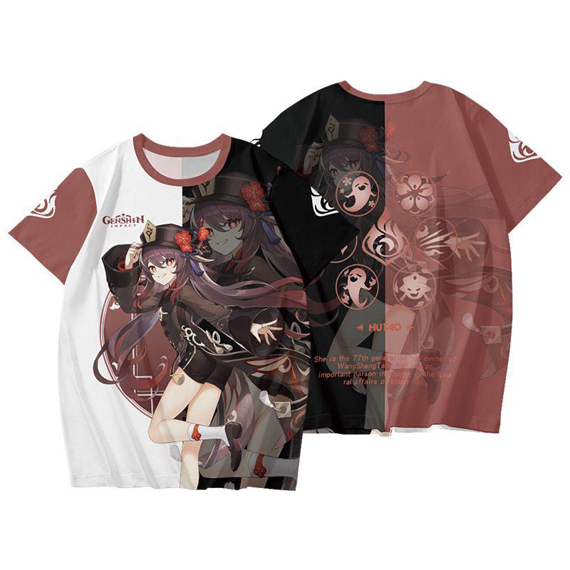 2026 New Hu Tao T-shirt Game Genshin Impact Cosplay 3D Men's T Shirt Summer Fashion Cool Daily Short Sleeve Tee Harajuku Y2k Top