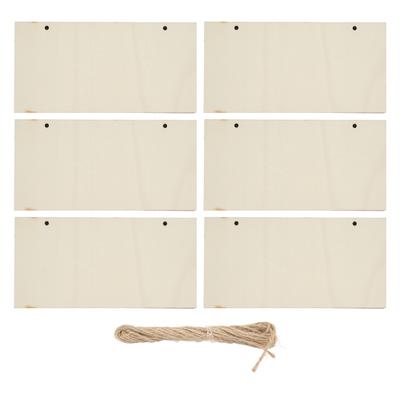6 stücke Blank Holz Plaque Rechteck Dekorative DIY Unfinished Holz Zeichen mit Löchern für Kaffee Shop