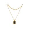 Titanium Steel Double-Layer Black Square Necklace Female Cold Wind Collarbone Chain Temperament Metal Wind Neck Chain