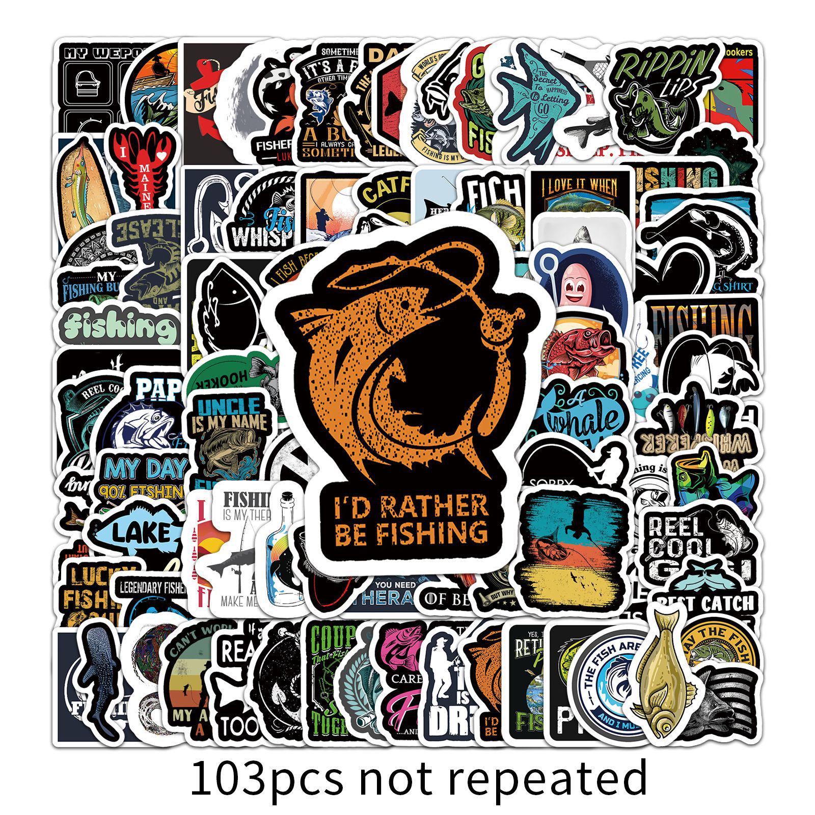 100 Waterproof Fishing Graffiti Stickers: Personalized Outdoor Skateboard & Suitcase Decoration