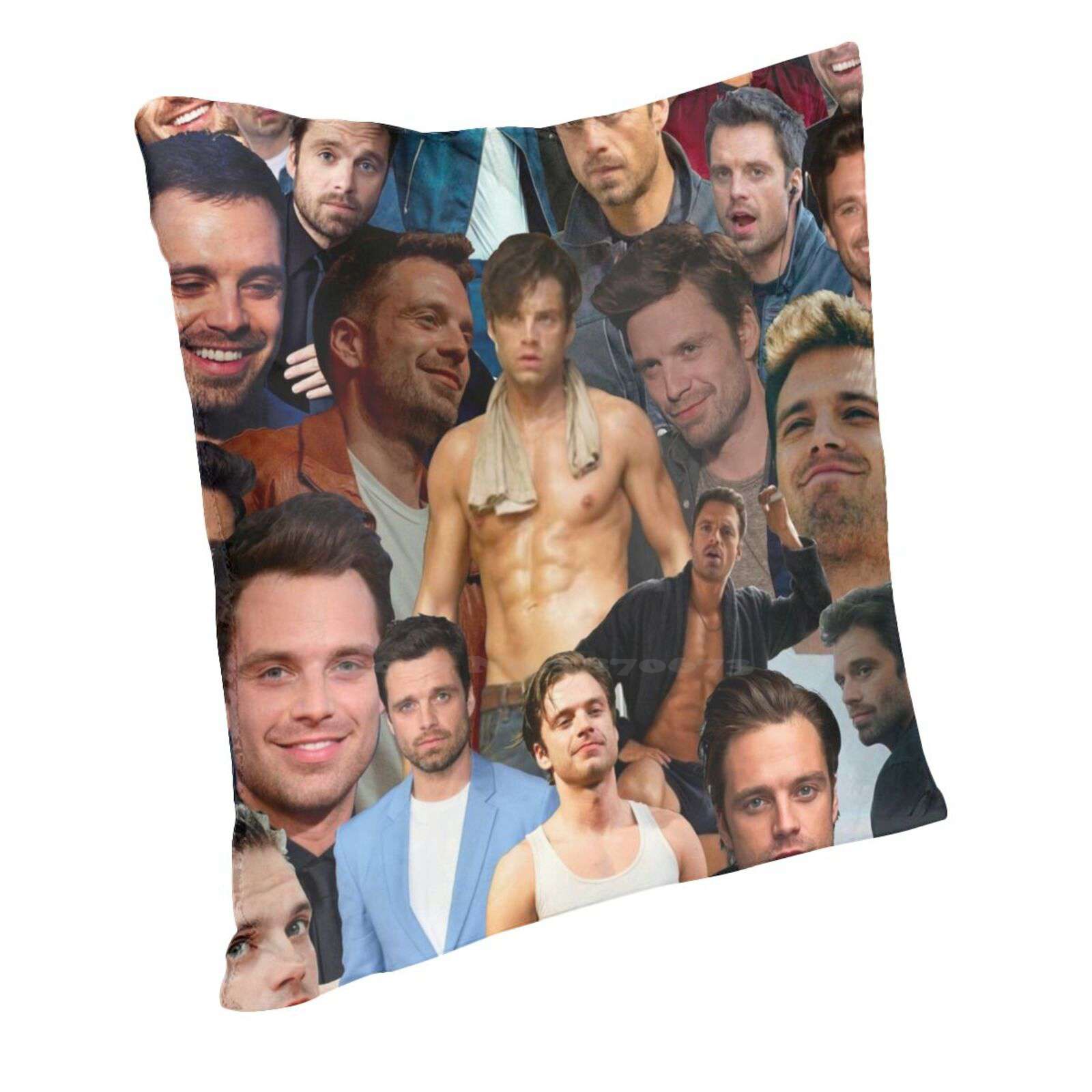 Sebastian Stan Photo Collage Pillow Cover Hug Pillowcase Photo Collage Sebastian Stan Peach skin 18*18(CM)-1Pcs