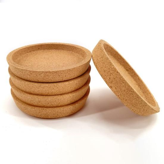 Coaster, Strong Heat Insulation Cork Coaster, Anti-Slip Performance Round Cork Coaster with Three-Dimensional Rim Design