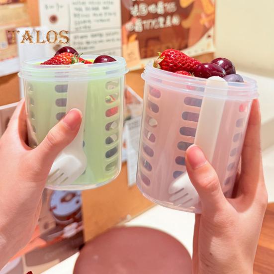 Salad Cup 501-600ml Food-Grade PP Leak-Proof Portable Salad Box with Lid Enhanced Drainage System Double Drain Cup