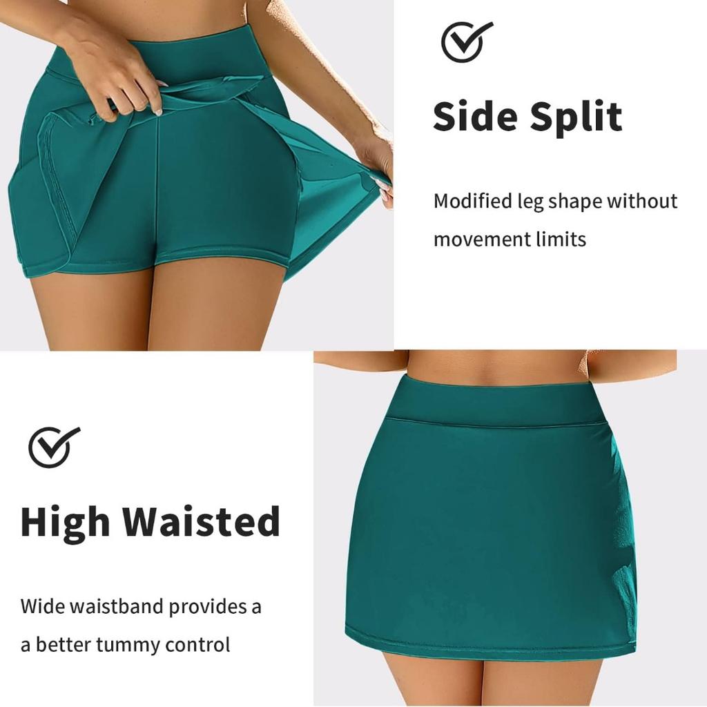CHARMLEAKS Fuste de înot femei Tummy Control Fusta costum de baie încorporată Pantaloni scurți de baie cu talie înaltă Pantaloni de baie