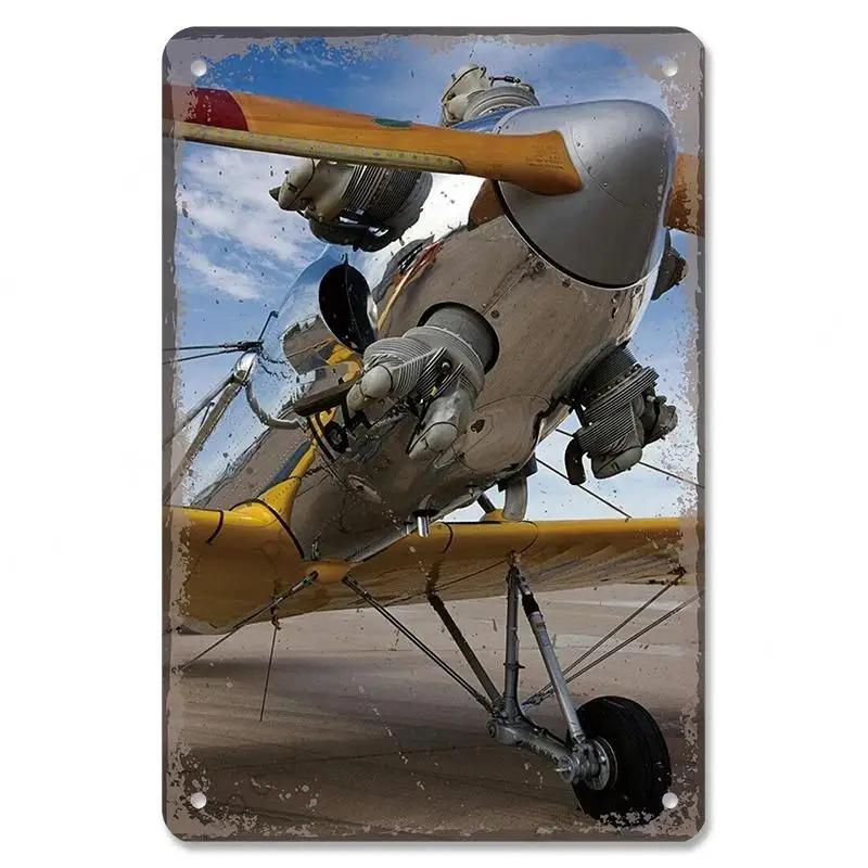 Vintage Airplane Posters Metal Tin Signs Decor Model Plane Meeting Aerien Metal Plate Wall Decor Bar Club