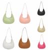 Shoulder Pouch PU Shoulder Bag Solid Color Hobo Bag Elegant Crescent Moon Underarm Bag  Travel