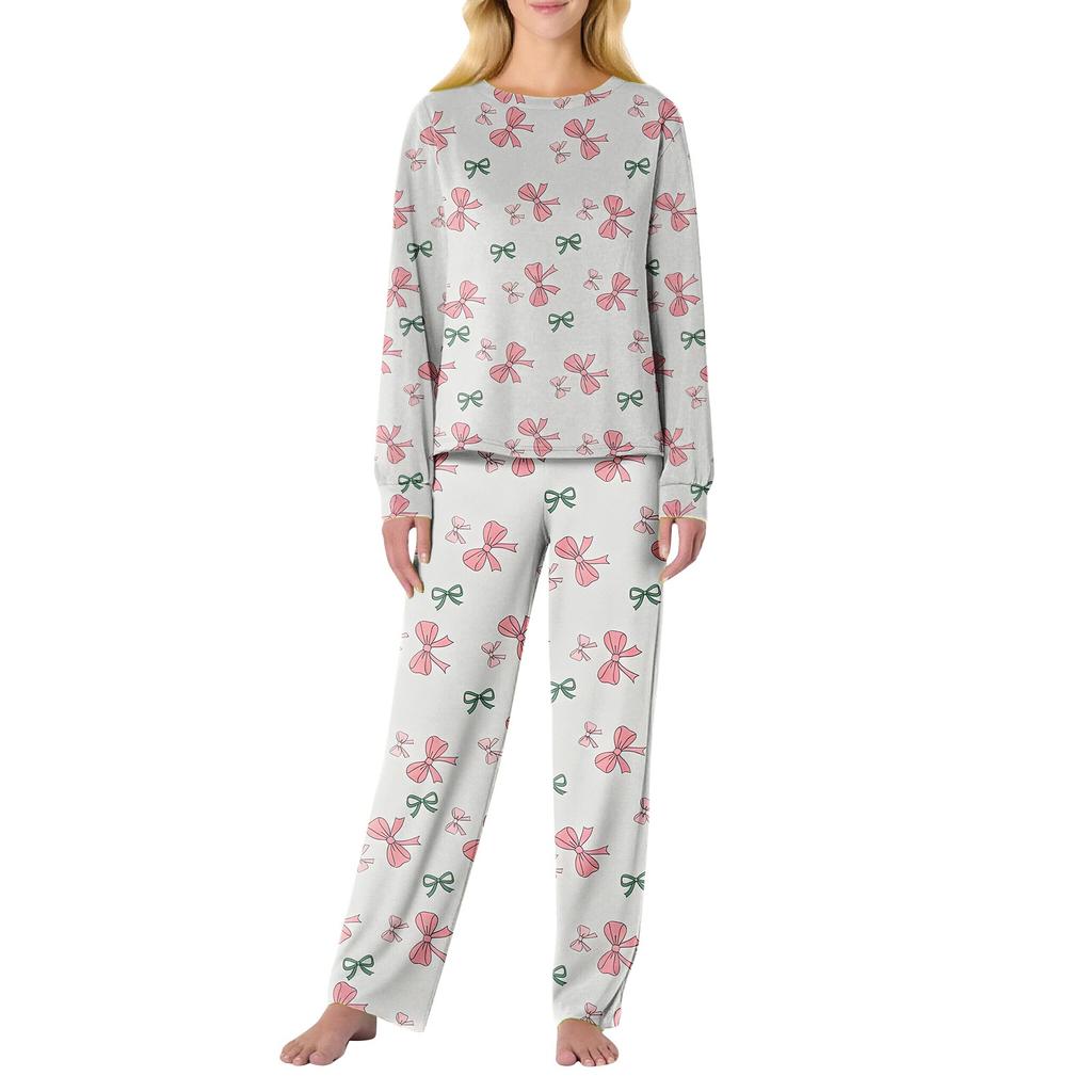 Women's Butterfly Print Long,Sleeved Pajama Set