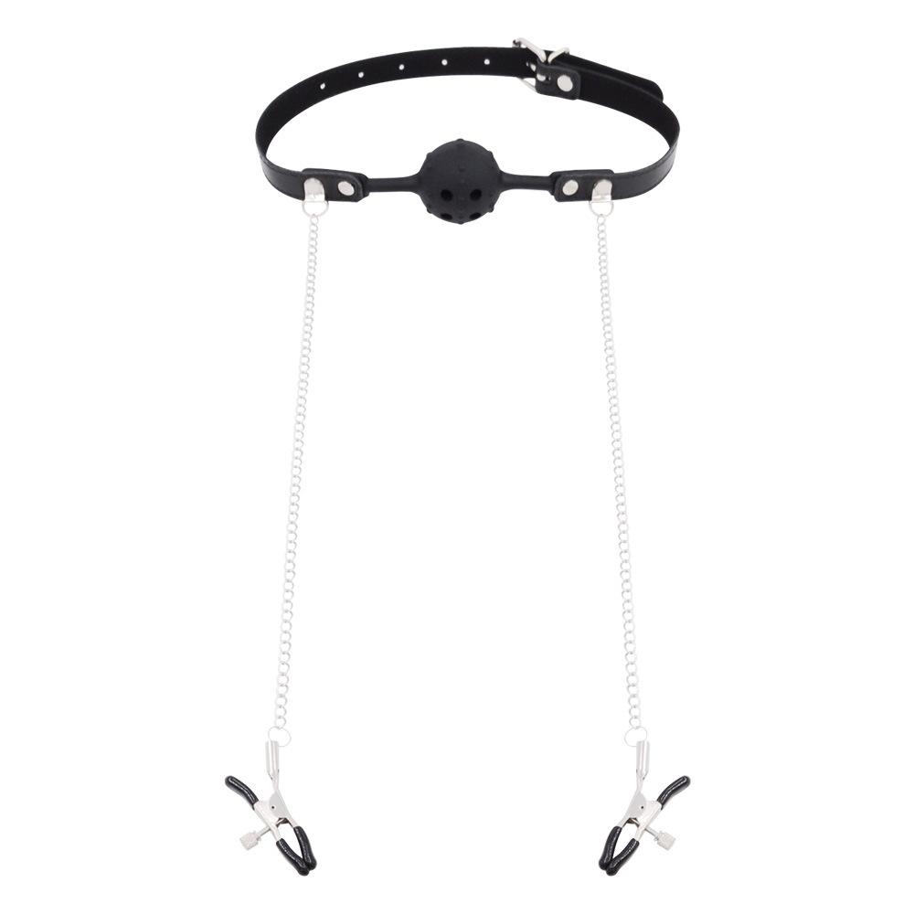 SM Training Props Silicone Mouth Ball Ball Gag Sexy Nipple Clamp Men and Women Bondage and Discipline Adult Sex Product