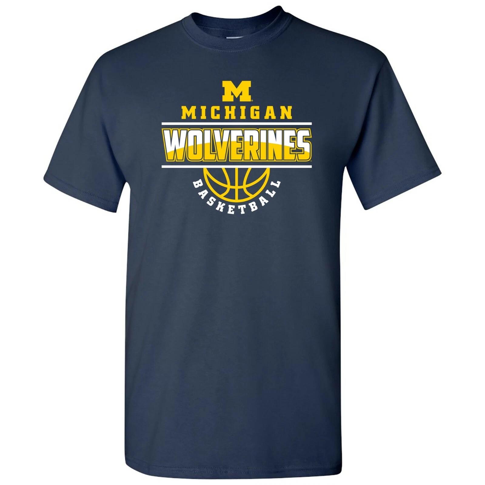 Michigan Wolverines Mascot Wordmark Basketball T Shirt - Navy XL