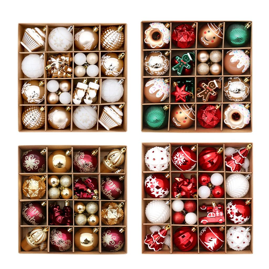 42pcs Christmas Tree Ornament Plastic Ball Decorations For DIY Crafts And Painted Designed Boxes Pendant