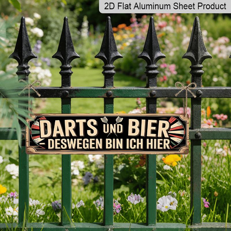 2D Flat, 1pc, German Aluminium Decorative Sign, Hier Mit Der Flamme Seines Lebens Aluminium Sign, Rustic BBQ Quote Aluminium Plaques, Outdoor Wall