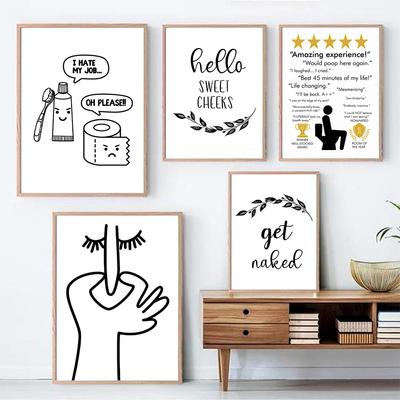 Toilet Humour Bad Smell Cute Line Wall Art Canvas PaintingPosters Funny Bathroom Rules Sign Prints Pictures Bathroom Home Decor