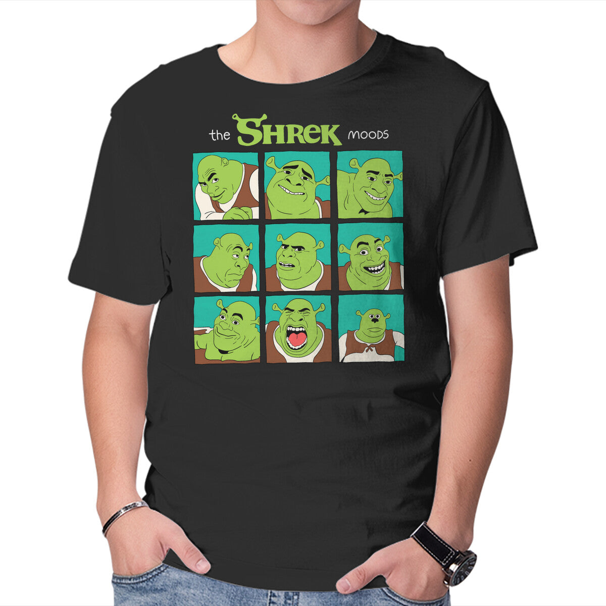 Unisex Crew Neck T-Shirt The Shrek Moods Graphic Short Sleeve Casual Tee XXXXL
