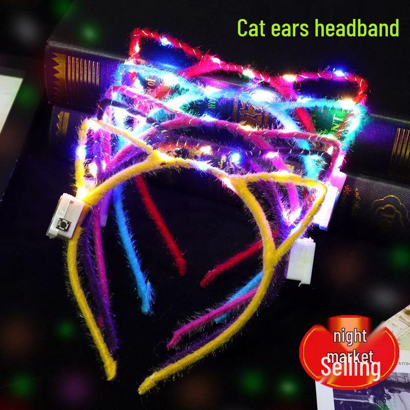 Luminous Rabbit & Cat Ear Headbands with Feather Clips - Perfect for Night Events & Gifts