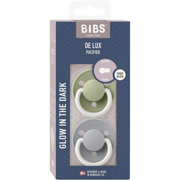 Sucette bébé - BIBS - DeLux - Embout rond - Pack de 2 - Silicone - Taille unique phosphorescent Sage Cloud