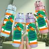 1PC Green Dinosaur Cartoon Print 750ml Color Plastic Sports Water Bottle Leakproof Flip Straw Lid Suitable for Sports Office Home Use
