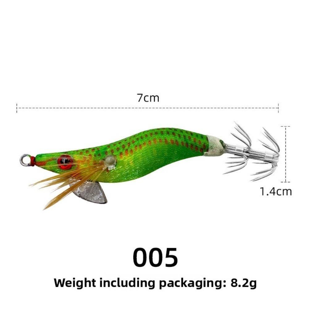 Hard Fishing Lure 1.5# Squid Jig 8.2g 7cm Hard Bait Luminous Glow in Dark Prawn Lure Fishing Tackle