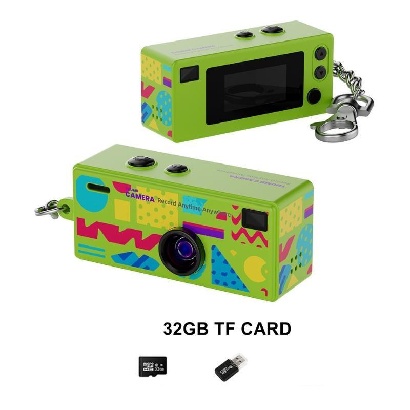 Daumenkamera 1080P HD Mini Schlüsselanhänger Rekorder 26G Tragbar Af Autofokus 130° Weitwinkel Eingebauter Blitz Mehrfarbig Retro-Stil