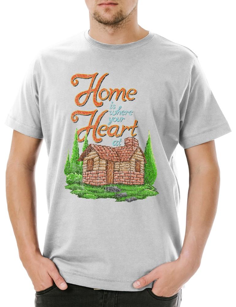 

Home Is Where Your Heart At Mens T-Shirt Is Love Couple Camping Tent Outdoor M