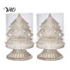 Boutique Shop Display 2Pcs Christmas Hollow Metal Candle Holder, Vintage Tabletop Tealight Lantern, Xmas Seasonal Atmosphere Light Elk, Tree,