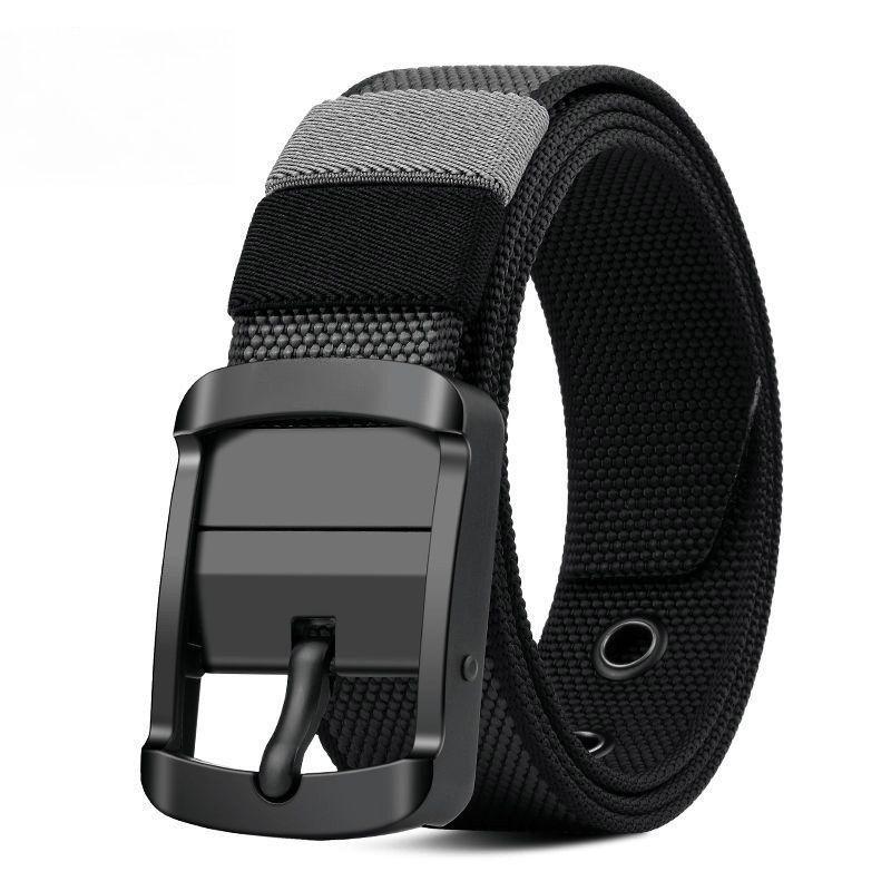Мужской Пограничный Поворотная Пряжка Сплав Холщовый Ремень: Модный, Универсальный, Двусторонний, Носимый