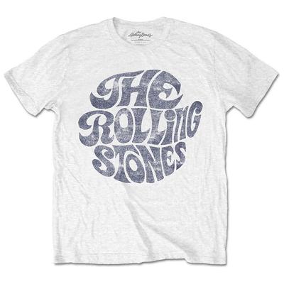 Rolling Stones T-shirt Retro 70s Logo Officieel Wit Nieuw