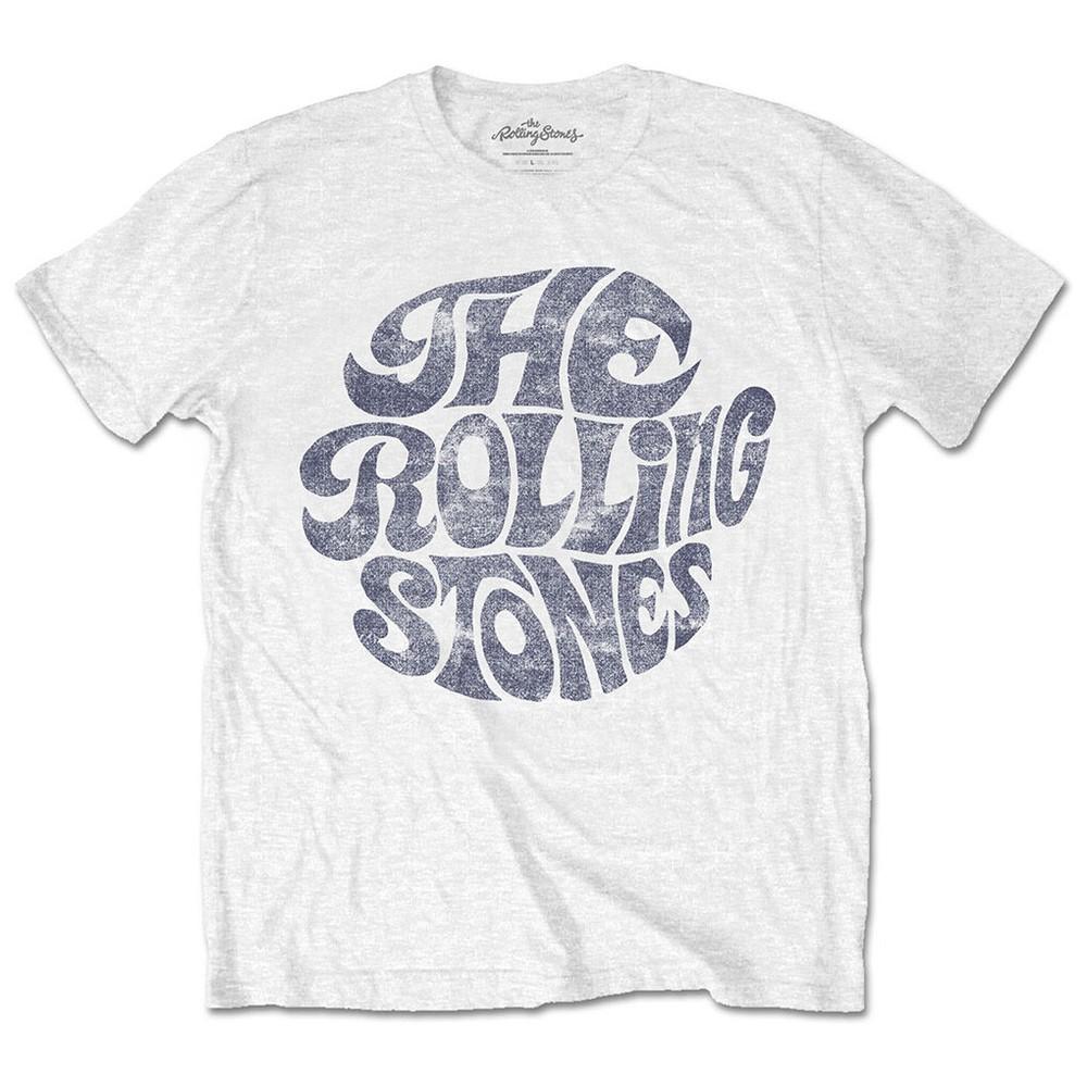 Rolling Stones T-Shirt Retro 70s Logo Official White New