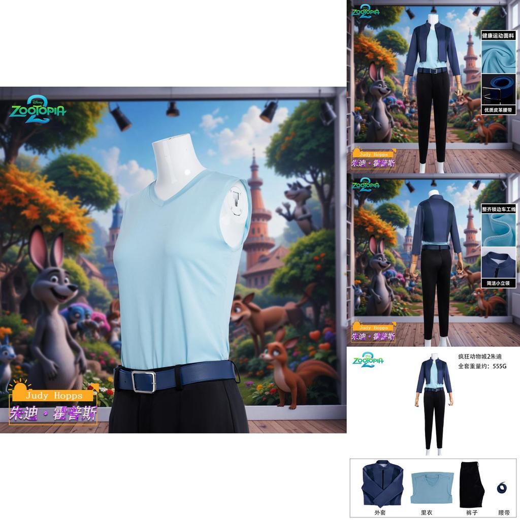 Zootopia 2 Judy Hopps Cosplay Costume With Polyester And Elastane For Kids Halloween Events