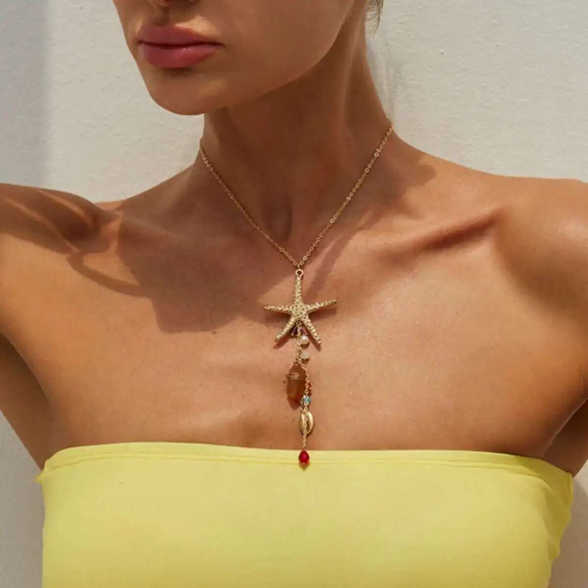 Salircon Модная Звезда Морская Ракушка Имитация Кристалла Кисточка Подвеска Ожерелье Женское Богемное Летнее Пляжное Чокер Шарм Украшения