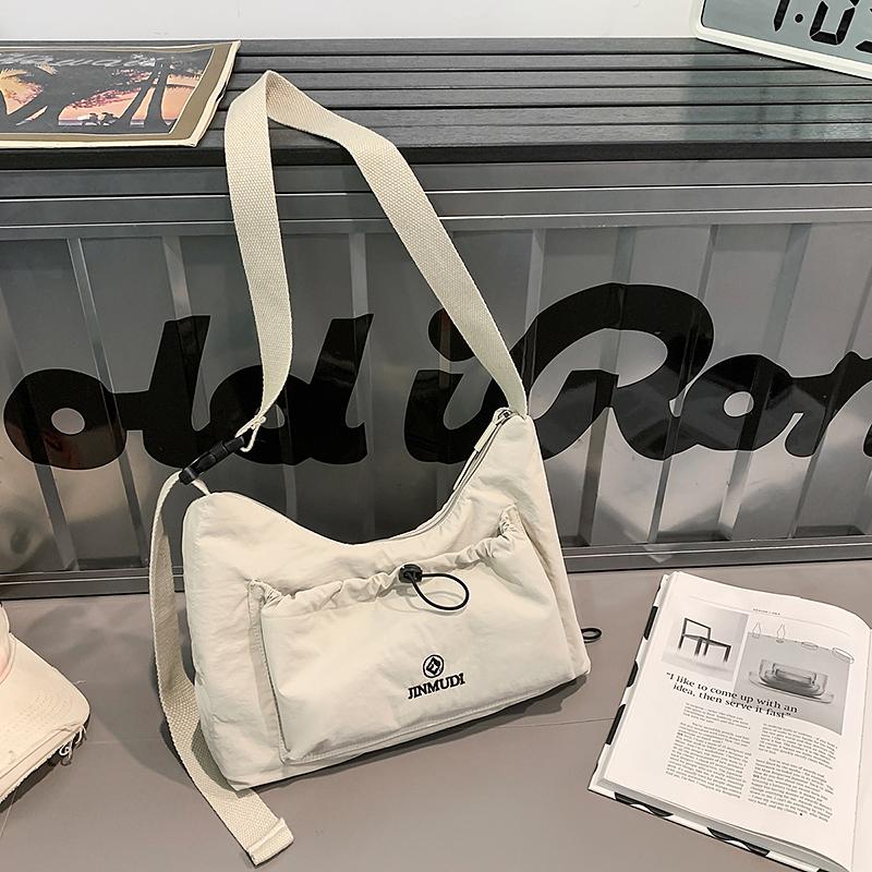 Commuter Pleated Hobo Bag Women's Large Capacity Waterproof Nylon Crossbody Bag Men's Shoulder Bag