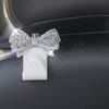 Car Headrest Hooks Shiny Rhinestone Bow Ornament Super Load Bearing Sturdy Universal Auto Hangers for Groceries Handbags Clothes