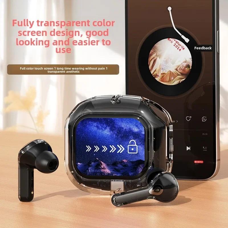 Kabellose Bluetooth-kompatible Kopfhörer Intelligente Touch-Farb-LCD-Anzeige TWS Ohrhörer HIFI Geräuschunterdrückung Stereo-Kopfhörer