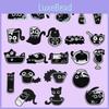 Unique Minimalist Black Cat Cartoon Brooch Set Adorable Creative Animal Accessories