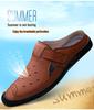 Men's Plus Size Breathable Cowhide Backless Slippers: Summer Hollow Design