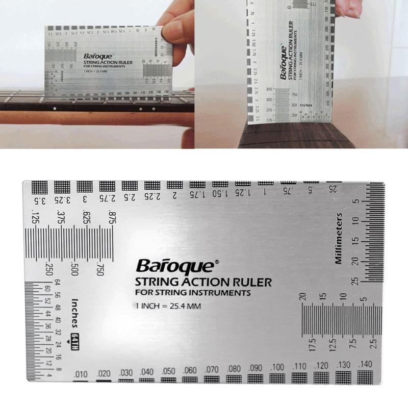 Guitar String Action Ruler Gauge Tool Stainless Steel Height Gauge Set Up Tool