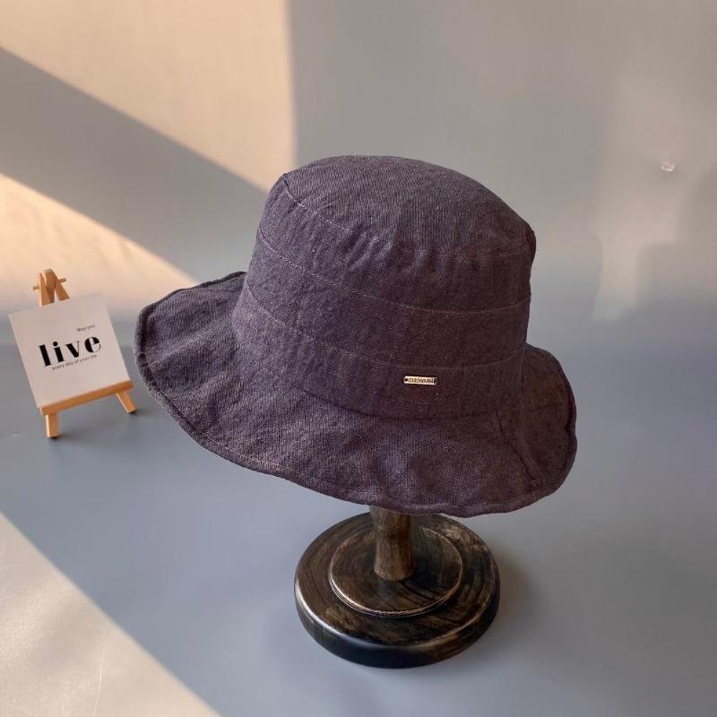 

Харадзюку льняная шляпа рыбака детская летняя солнцезащитная тканевая шляпа шляпа-ведро смешанного цвета с плоскими полями солнцезащитная фиолетовый