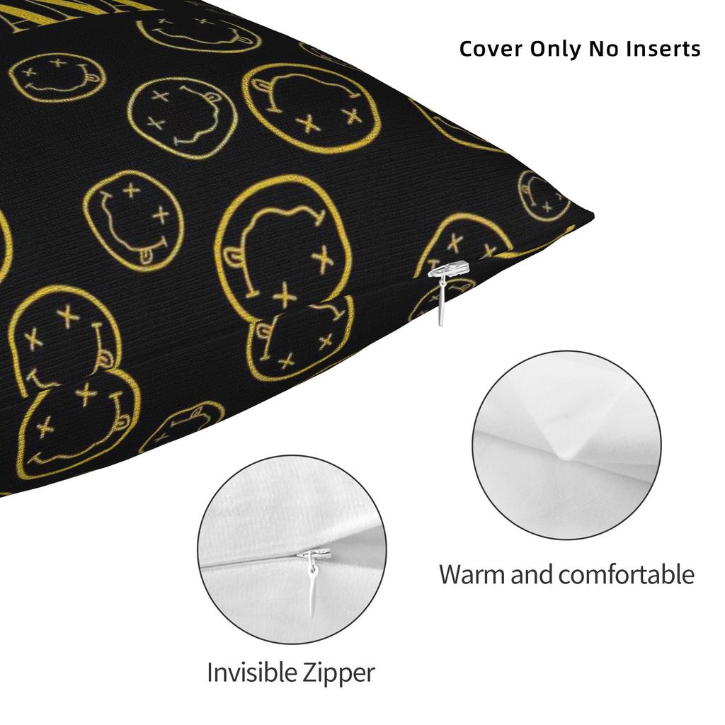 Pillow Cover Nirvana Face Band   Kawaii Pillow Case For Office Car Home Decor Pillowcases