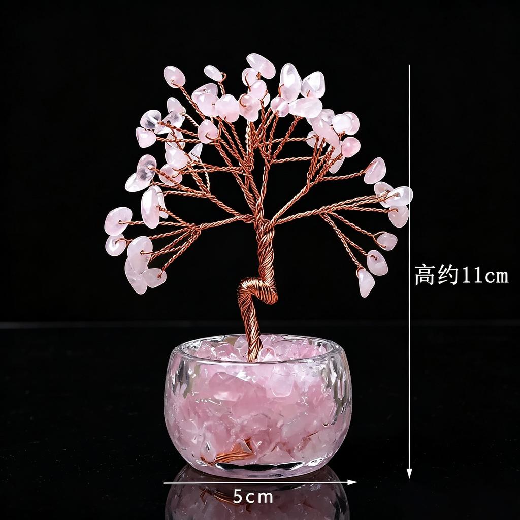 Natural crystal shake money fortune tree fish tank ornament office ornament lucky small ornament creative transshipment gift