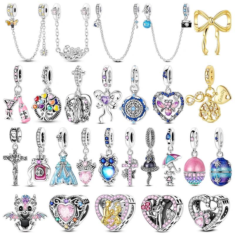 Easter Eggs Travel Dangle Proposal Charm Copper Dazzling Zircon Beads Fit Original Diy Bracelet Jewelry Making Gift