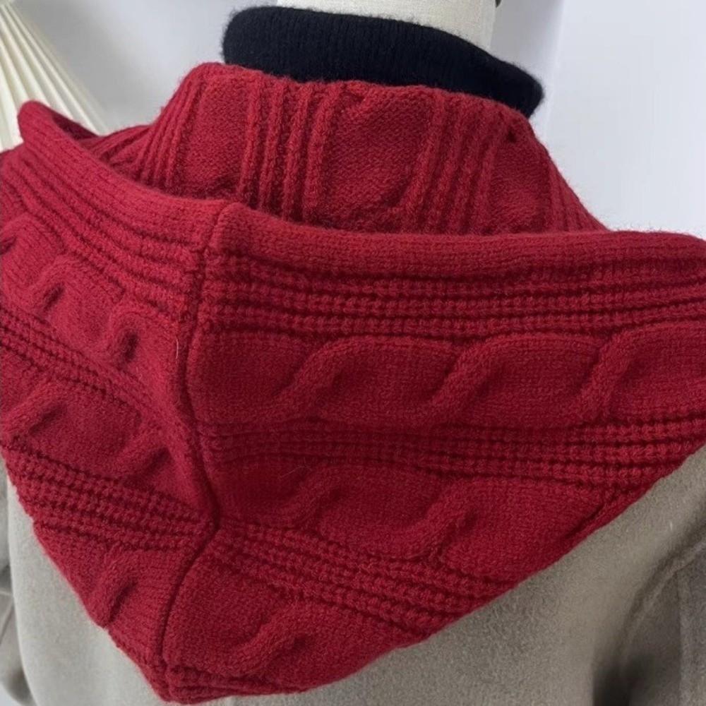 Fashion Winter Warm Shawl Balaclava Hats Integrated Ear Protection Knitted Pullover Hat Solid Color Thicken Hooded Scarf