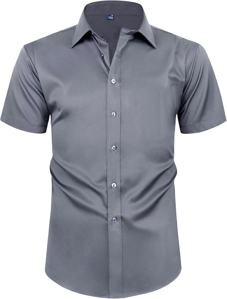 Four-sided Stretch Dress Shirt Men's Slim-fitting Long-sleeved Solid Color Simple Men's Shirt Business Casual Men's Clothing