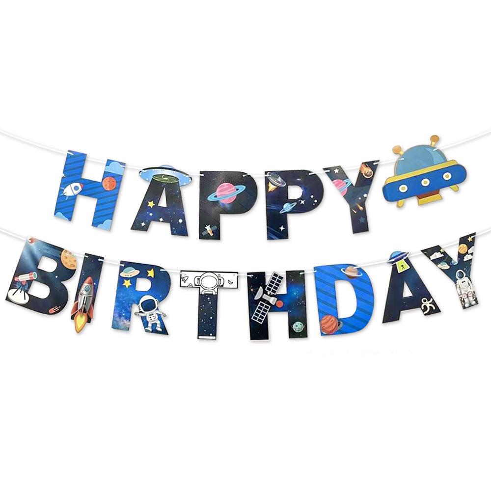 

Космічний набір посуду Тарілки Паперові стакани Стакани Прапорці Одноразовий посуд День народження Космос Товари для вечірок Pull Flag 1PCS