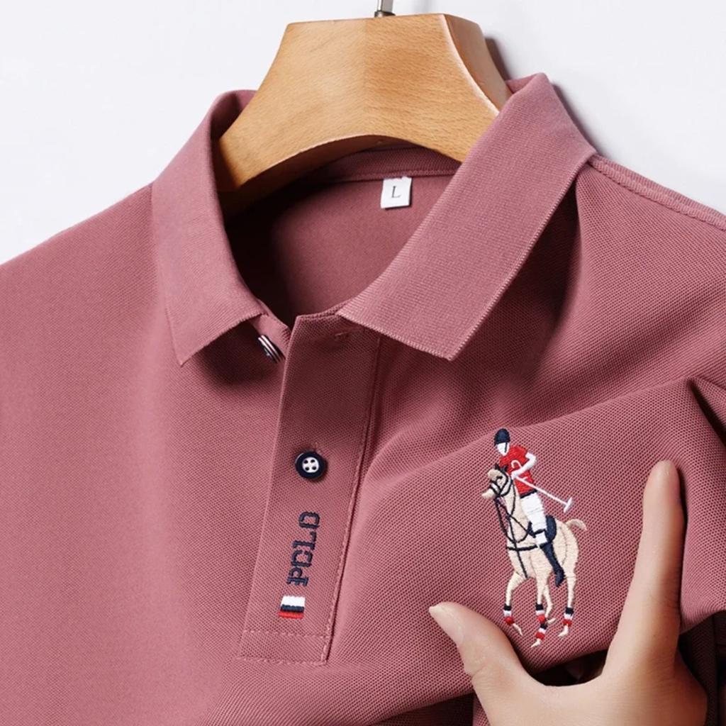 STORN Men's Embroidered Casual Fashion Short Sleeved POLO Shirt Summer Comfortable Top